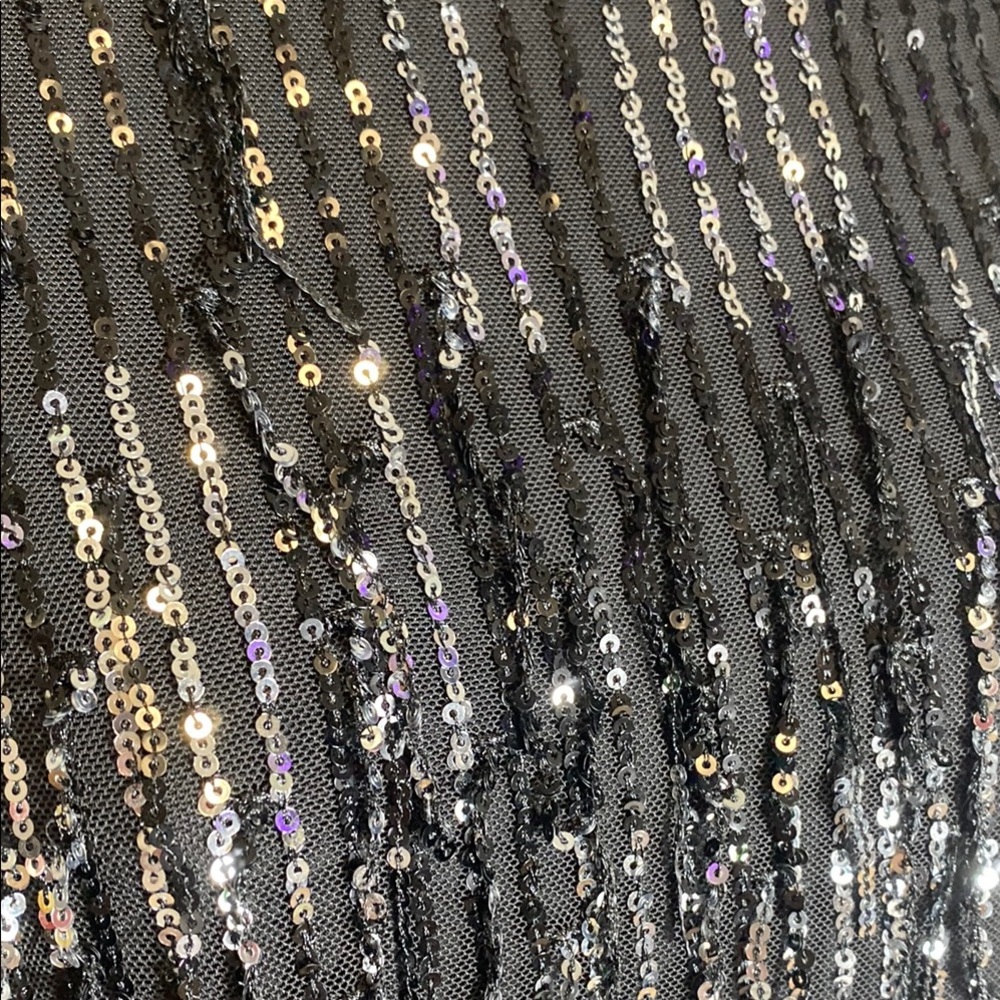 ZARA NWT WOMAN FRINGED SEQUIN MINI SHIFT DRESS BLACK - Picture 8 of 14